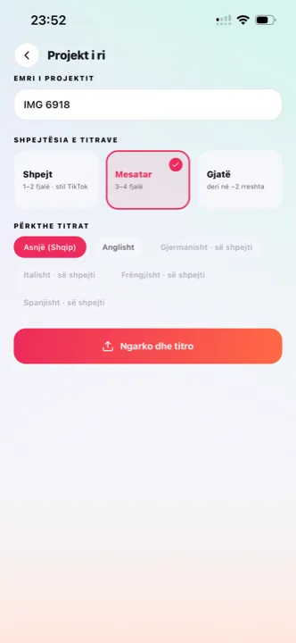 Aplikacion për titra: zgjedhja e videos nga galeria në Titro për iPhone