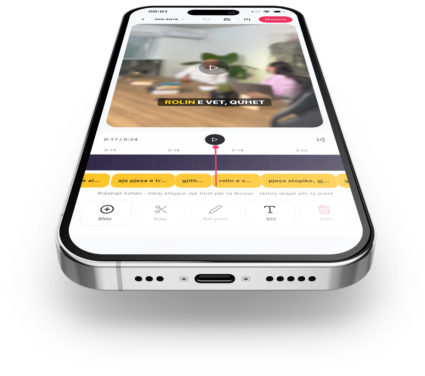 Titro në iPhone: editori me timeline dhe titrat shqip si mbishkrim në video